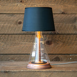 Modern industrial table lamp rustic bronze copper hardware glass wood base black lamp shade